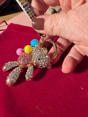 Crystal Teddy Bear Keychain with Colorful Beads